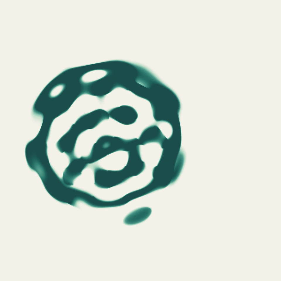 A Quadrium-derived Lenia pattern.